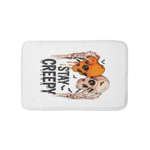 Stay Creepy PNG, Retro Skull Halloween Bath Mat