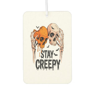 Stay Creepy PNG, Retro Skull Halloween Car Air Freshener