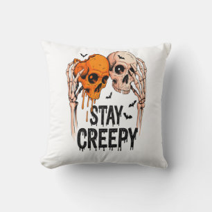 Stay Creepy PNG, Retro Skull Halloween Cushion