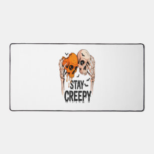 Stay Creepy PNG, Retro Skull Halloween Desk Mat