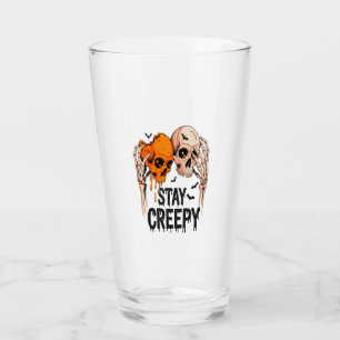 Stay Creepy PNG, Retro Skull Halloween Glass