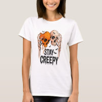 Stay Creepy PNG, Retro Skull Halloween