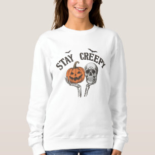 Stay Creepy Retro Halloween Skeleton Hand Sweatshirt