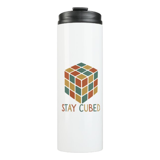 Stay Cubed | Logic Cube Retro Style Puzzle Thermal Tumbler (Front)