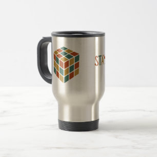 Stay Cubed   Logic Cube Retro Style Puzzle Travel Mug