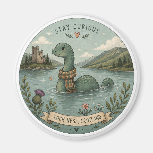 Stay Curious Cosy Cryptid Nessie Loch Ness Monster Magnet