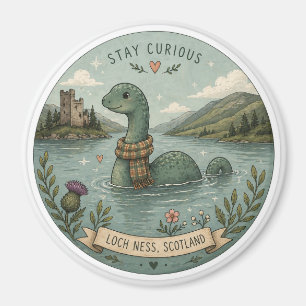 Stay Curious Cosy Cryptid Nessie Loch Ness Monster Magnet