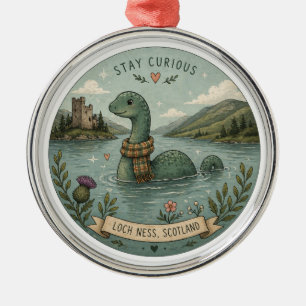Stay Curious Cosy Cryptid Nessie Loch Ness Monster Metal Tree Decoration