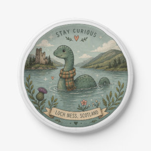 Stay Curious Cosy Cryptid Nessie Loch Ness Monster Paper Plate