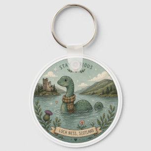 Stay Curious Cozy Cryptid Nessie Loch Ness Monster Key Ring