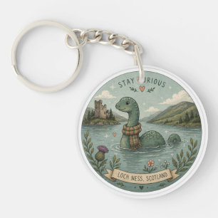 Stay Curious Cozy Cryptid Nessie Loch Ness Monster Key Ring