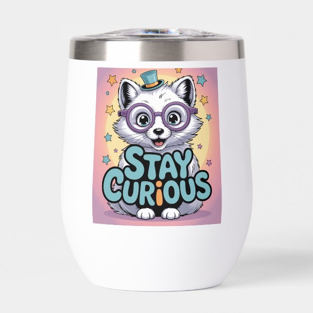 Stay Curious – Cute Cartoon Fox with Glasses  (Front)