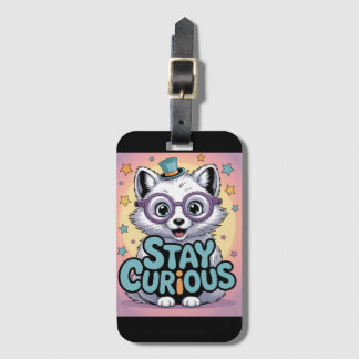 Stay Curious – Cute Cartoon Fox with Glasses  Luggage Tag
