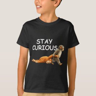 Stay curious cute monkey reading book punch monkey T-Shirt