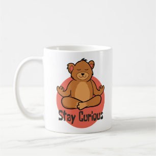 Stay curious Kawaii funny brown bear doing yoga Coffee Mug