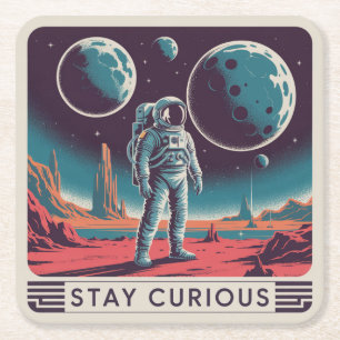 Stay Curious Square Paper Coaster