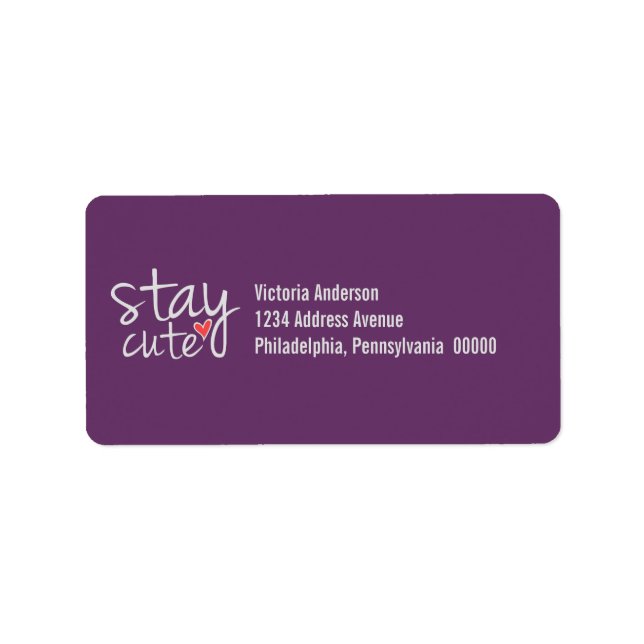 Stay Cute Address Labels, Grey Label (Front)