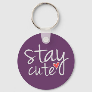 Stay Cute Keychain, Grey Key Ring