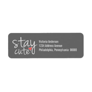 Stay Cute Return Address Labels, Grey