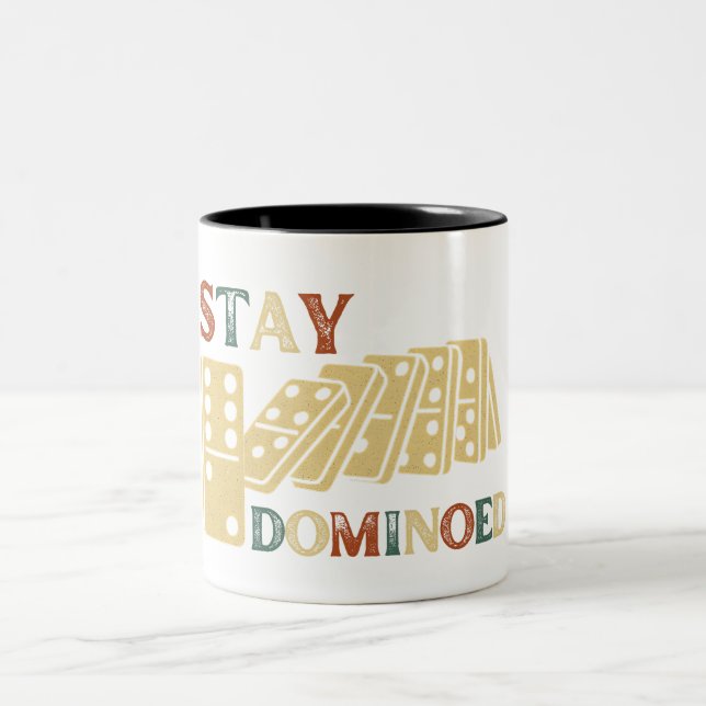Stay Dominoed | Chain Reaction Domino Two-Tone Coffee Mug (Center)