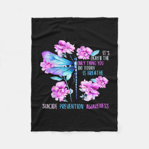 Stay dragonfly semicolon prevention awareness fleece blanket
