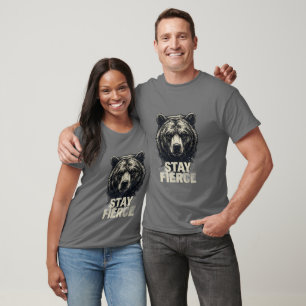 Stay Fierce Grizzly Bear Graphic T-Shirt