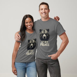 Stay Fierce Grizzly Bear Graphic T-Shirt