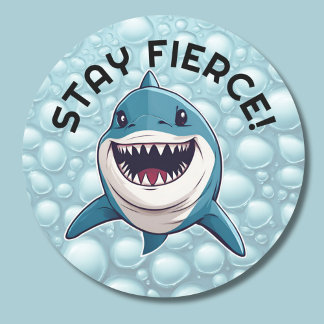 Stay Fierce! Smiling Shark Classic Round Sticker