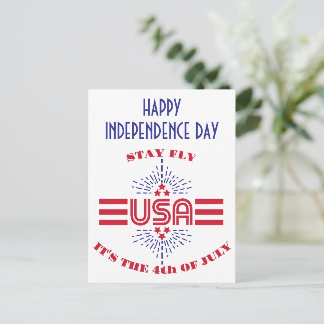 Stay fly it's the 4th of July postcard (Standing Front)