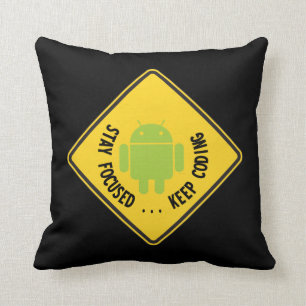 Stay Focused ... Keep Coding Bug Droid Sign Sides Cushion