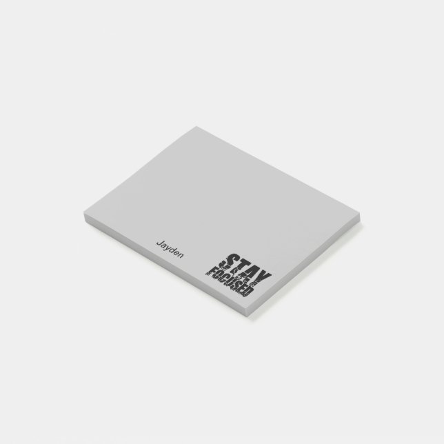 Stay Focused Motivational Phrase with Typography Post-it Notes (Angled)