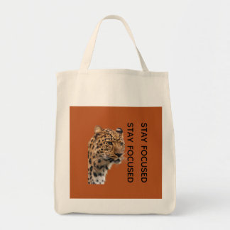Stay Focused Tiger Motivational Tote Bag