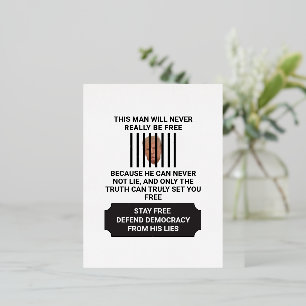 Stay Free Defend Democracy From Lies Foil Holiday Postcard