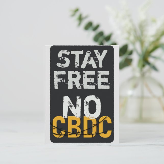 Stay Free - No CBDC Postcard (Standing Front)
