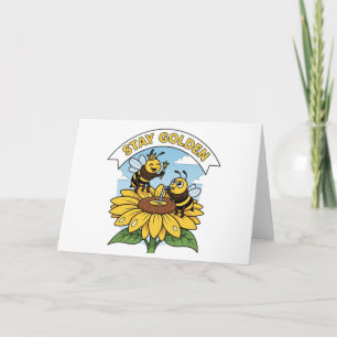 Stay Golden – Bee and Flower Illustration Card