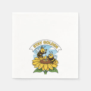 Stay Golden – Bee and Flower Illustration Napkin