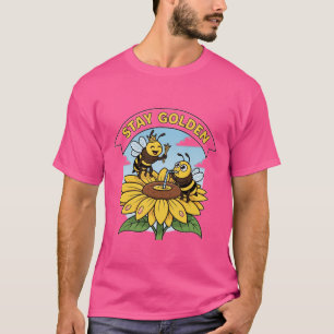 Stay Golden – Bee and Flower Illustration T-Shirt