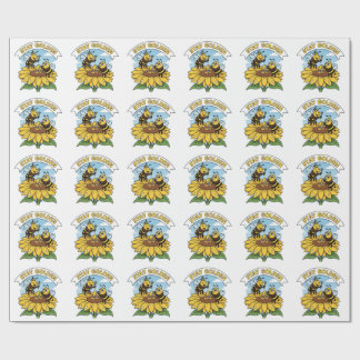 Stay Golden – Bee and Flower Illustration Wrapping Paper