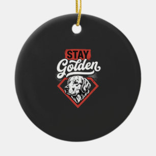 Stay Golden Golden Retriever Retro Dog Ceramic Tree Decoration
