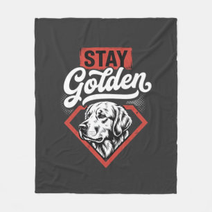 Stay Golden Golden Retriever Retro Dog Fleece Blanket