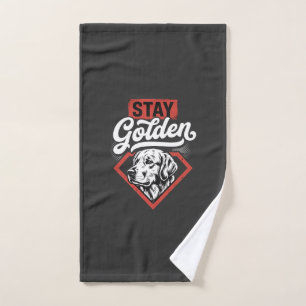 Stay Golden Golden Retriever Retro Dog Hand Towel