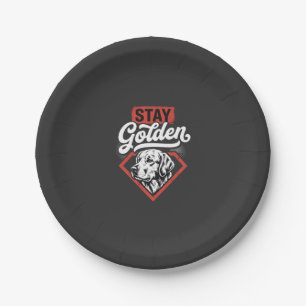 Stay Golden Golden Retriever Retro Dog Paper Plate