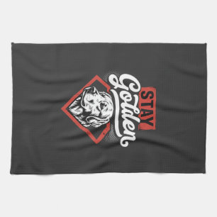 Stay Golden Golden Retriever Retro Dog Tea Towel
