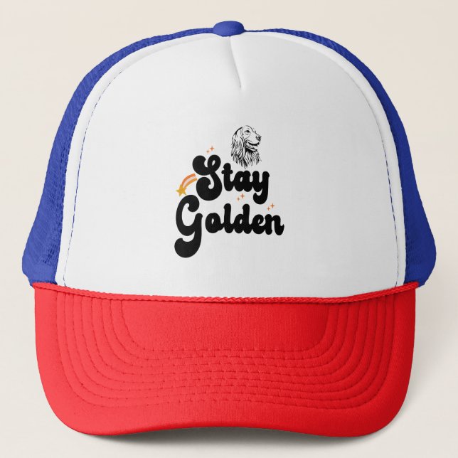 Stay Golden Groovy Retriever Dog Animal Pet Lover Trucker Hat (Front)