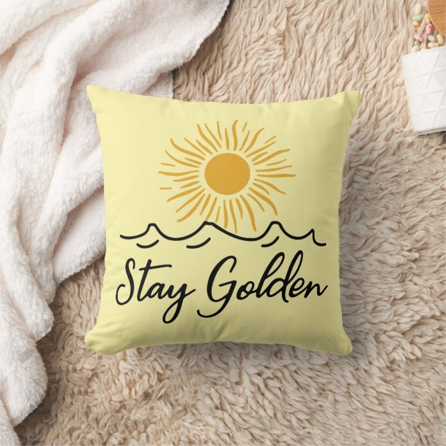 Stay Golden Minimalist Throw Pillow (Blanket)