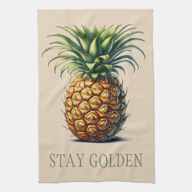 "Stay Golden" Pineapple Tea Towel  (Vertical)