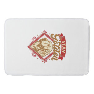 Stay Golden Retriever Dog Red Diamond_1 Bath Mat