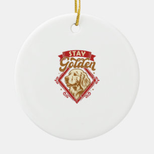 Stay Golden Retriever Dog Red Diamond_1 Ceramic Tree Decoration
