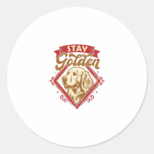 Stay Golden Retriever Dog Red Diamond_1 Classic Round Sticker