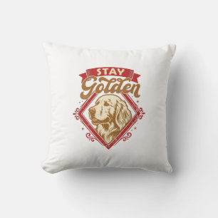 Stay Golden Retriever Dog Red Diamond_1 Cushion